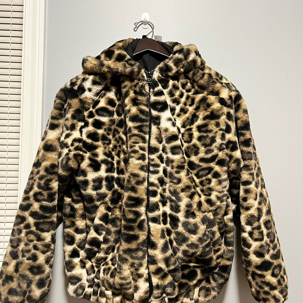 H&M Leopard Print Teddy Jacket